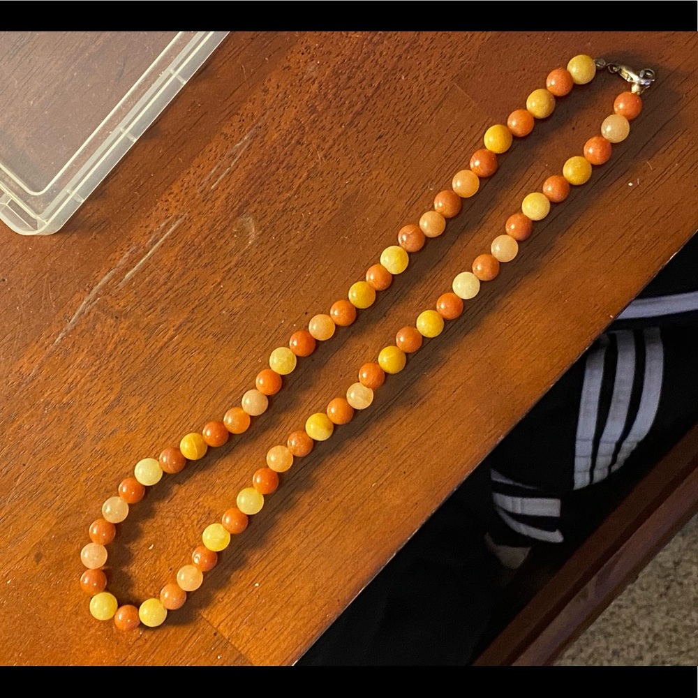 Vtg Retro Chunky Butterscotch AmberBead Necklace